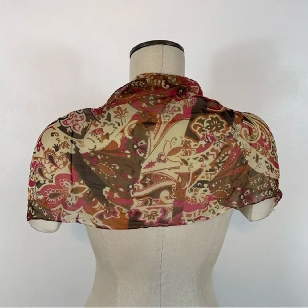 CJ Banks Floral Paisley Abstract Print Oblong Scarf Silky Sheer